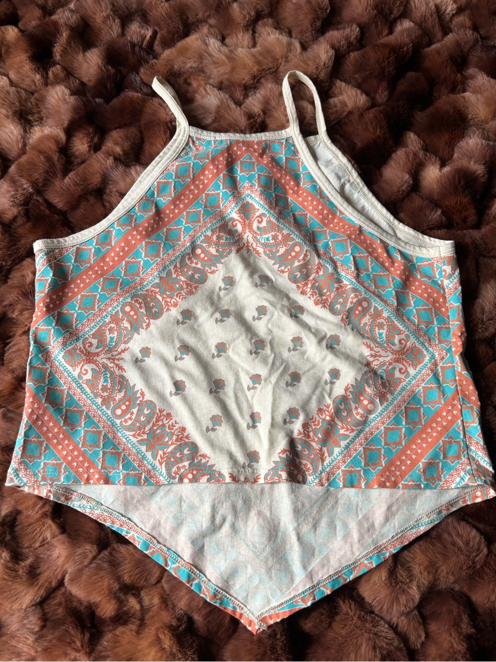 Boho Bandana Print Handkerchief Hem Tank Top - Rock & Roll